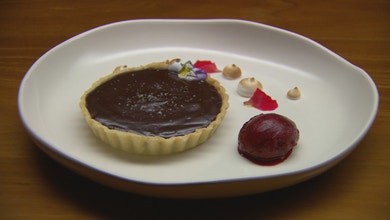Salted Chocolate Tart with Beetroot Sorbet