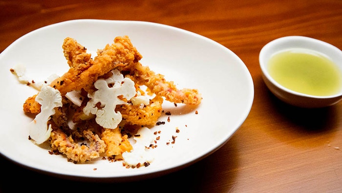 Coconut Crumbed Squid with Lemon Myrtle Vinaigrette
