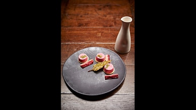 Beetroot Parfait with Rosemary and Rhubarb