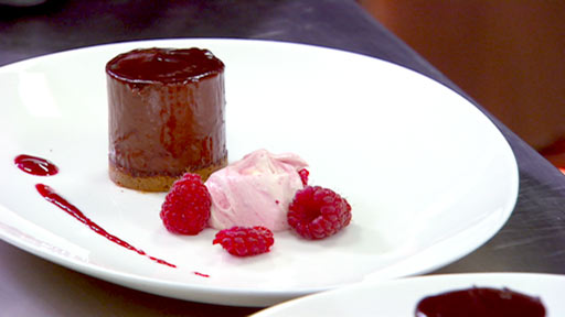 Chocolate and Hazelnut Feuilletine Cake, Raspberries and Raspberry