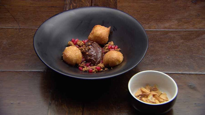 Salt and Vinegar with Chocolate Ganache and Potato Dumplings