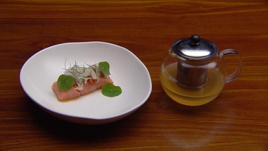 Confit salmon with Tomato Tea