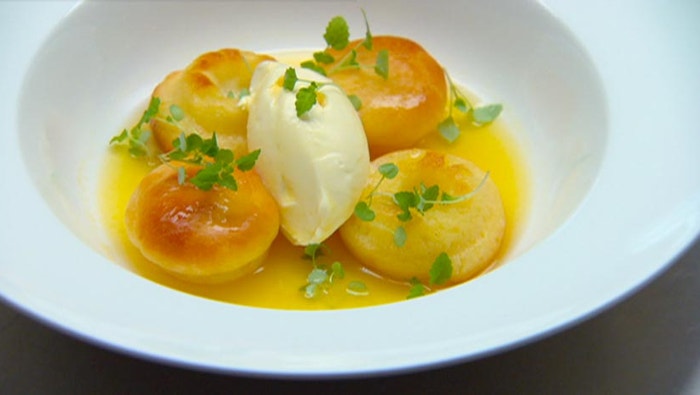 Rum Babas with Passionfruit Syrup