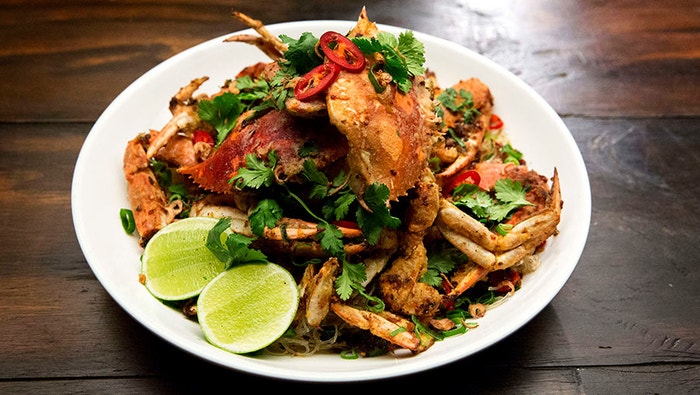 Blue Swimmer Crab with Chilli XO Sauce and Glass Noodles