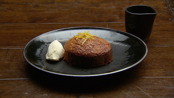Ginger Caramel Cake with Ginger Ice Cream