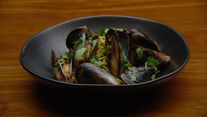 Mussels and Coriander Noodles