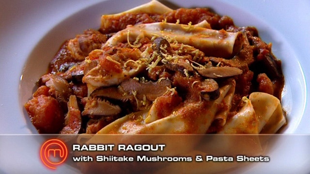 Rabbit Ragout with Shiitake Mushrooms and Pasta Sheets