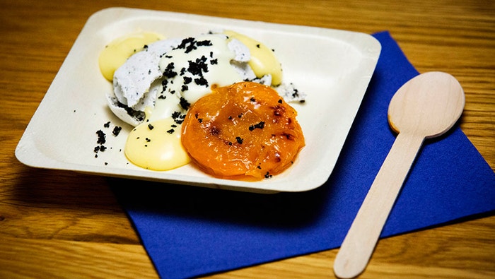 Black Sesame Pavlova and Yuzu Curd