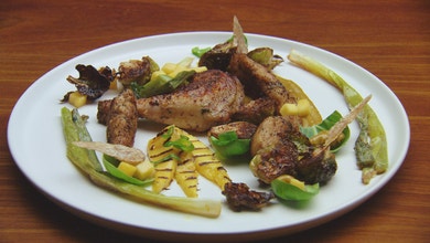 Pan Fried Chicken with Tarragon Butter Sauce and Roasted Brussels Sprouts