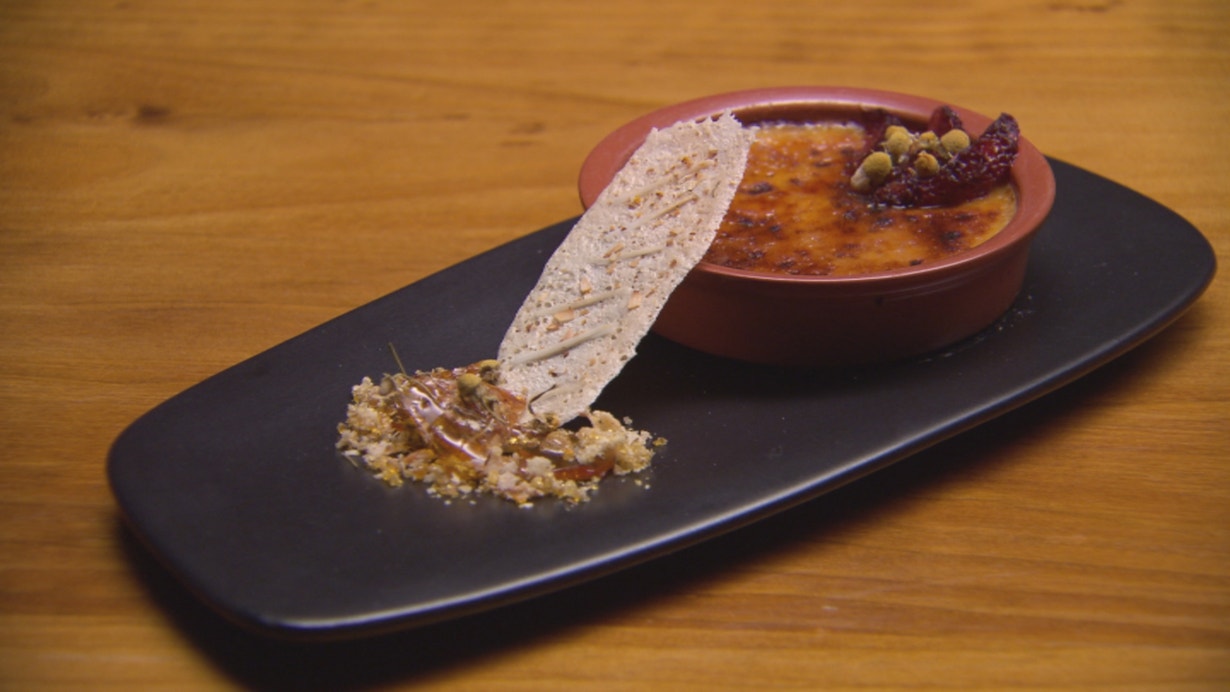 Orange and Chamomile Brulee with Coconut Tuile - Network Ten