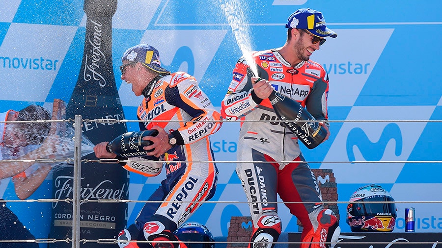 Champagne shake up on the podium