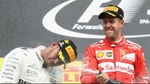 Hamilton and Vettel on the podium