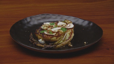 Roasted Cauliflower with Black Garlic Toum and Sherry Caramel