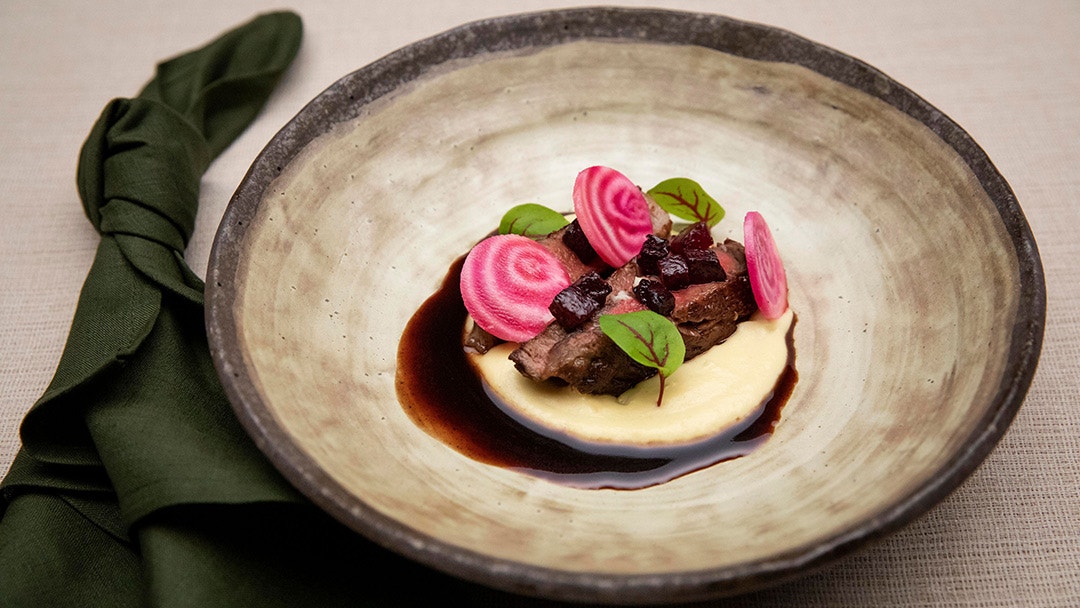 Seared Wagyu Beef with Parsnip Puree and Beetroot