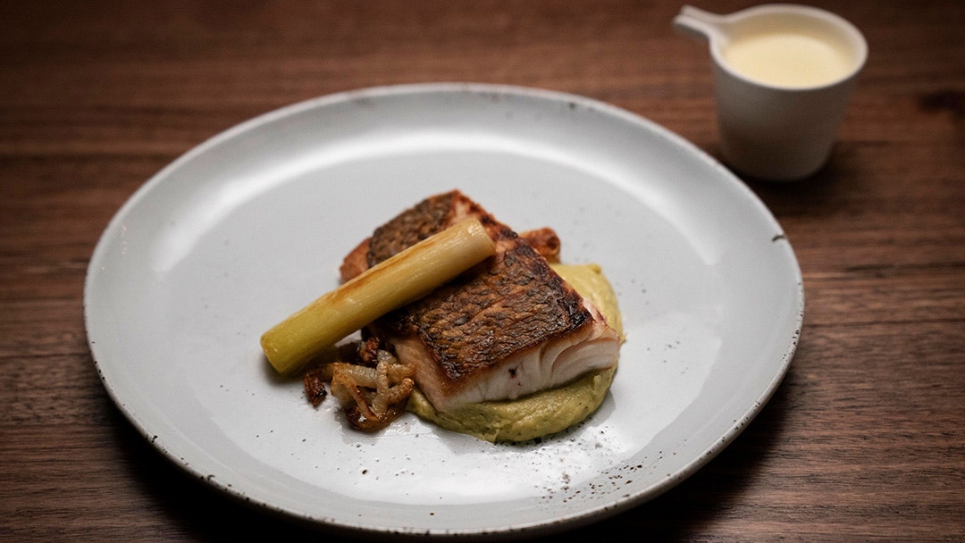 Spangled Emperor with Braised Leek, Puree and Lemon Butter Sauce