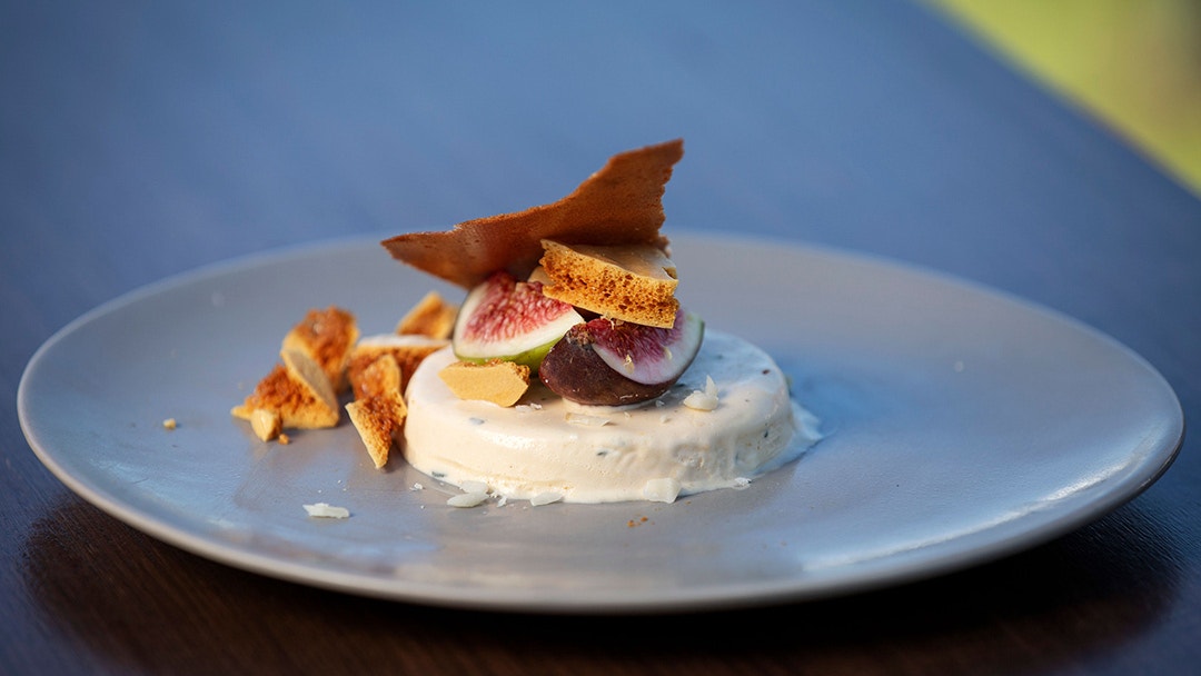 Honey, Thyme and Lemon Parfait with Macadamia Honey Tuile and Honeycomb