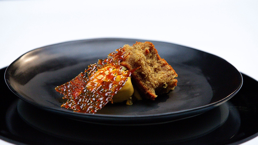 Pumpkin Seed Oil Cake with Roast Pumpkin Ice-Cream