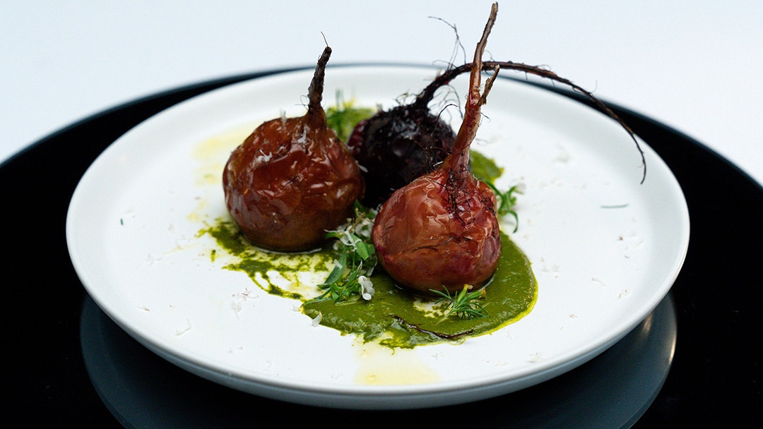 Roasted Heirloom Beets with Beet Leaf Purée