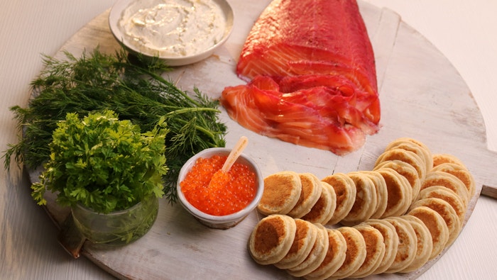 Beetroot-Cured Salmon with Horseradish Crème Fraiche