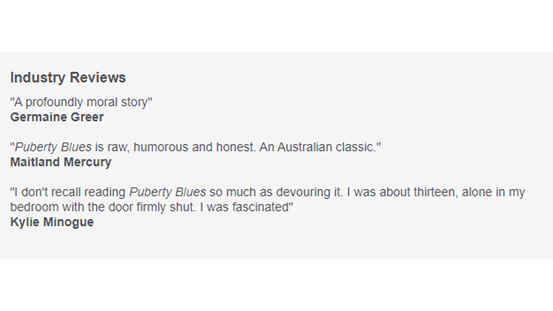 Puberty Blues Book Reviews