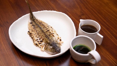 King George Whiting With Spring Onions and Black Vinegar