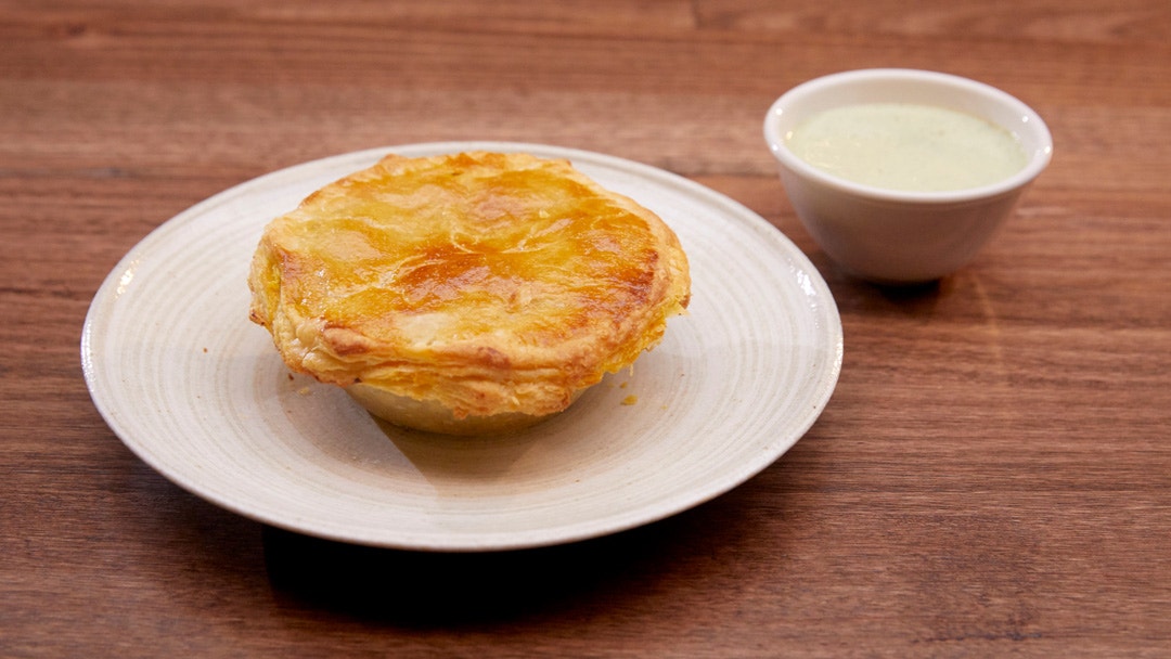 Mauritian Beef Curry Pie with Coriander Mint Yoghurt Sauce