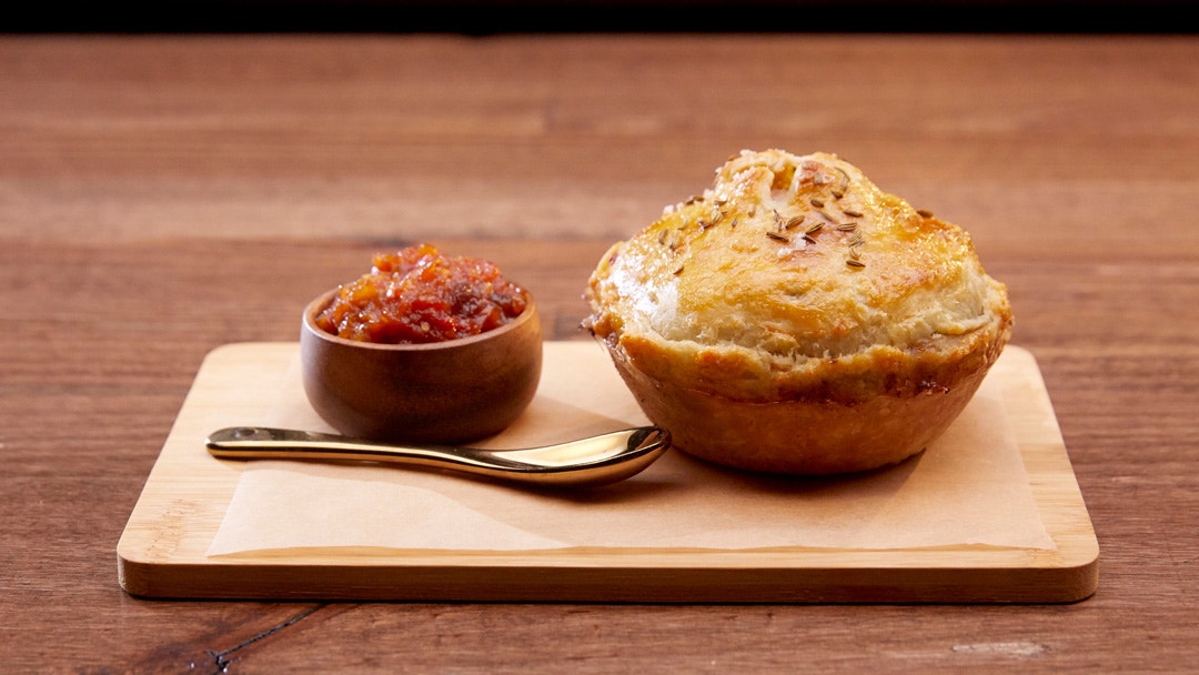 Chicken, Pancetta and Leek Pie with Tomato and Apple Chutney
