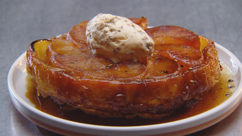 Apple Tarte Tatin with Brown Bread Ice Cream and Salted Apple Caramel