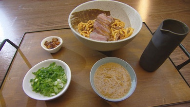 Mandarin Glazed Duck Breast with Chilli Mandarin Oil Noodles and Mandarin Master Stock