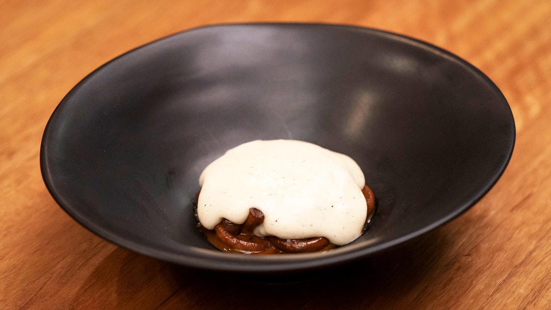 Shiitake Mushrooms with Date Puree and Brown Butter Potato Foam