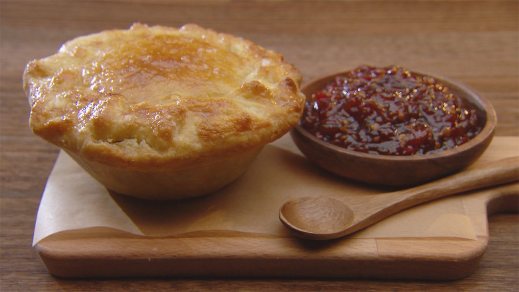 Pork and Fennel Pie with a Tomato Chilli Relish
