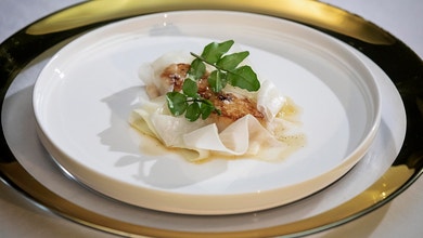 Scallops with Turnips and Celeriac Cream and Fresh Apple