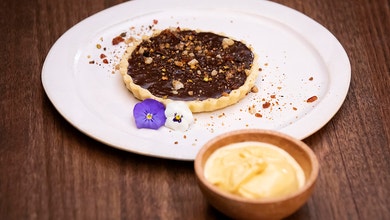 Spiced Chocolate Tart with Cardamom Ginger Ice Cream