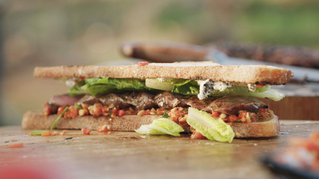 Lamb Montadito with Chunky Romesco Sauce