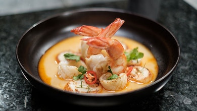 Seared Seafood In A Tom Yum Broth