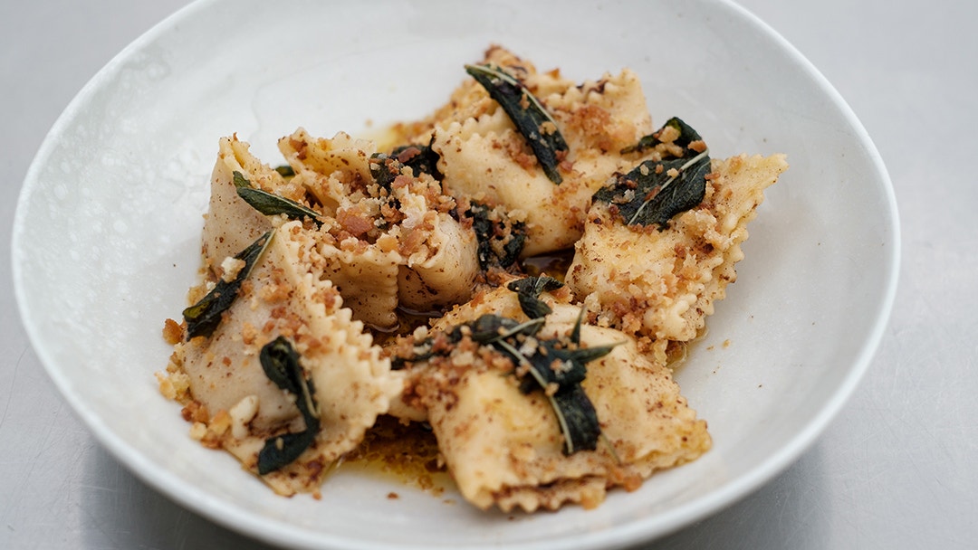 Pumpkin Ricotta Ravioli with Brown Butter and Sage
