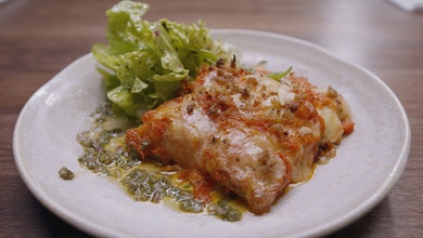 Melanzane With Butter Lettuce Salad And Gremolata