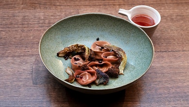 Blackberry Tortellini with Lamb, Verjus and Cauliflower