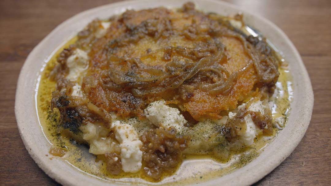 Potato Rosti with Eggplant and Anchovy Butter