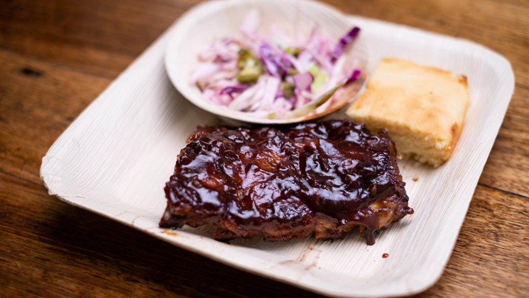 Whisky Glazed Pork Ribs with Apple and Fennel Slaw, Cornbread