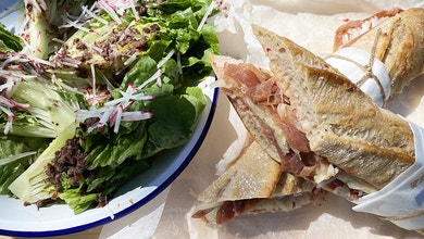 Pan Con Tomate with Jamon and Baby Cos Salad