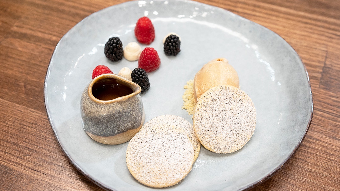 Tea and Milk Ice Cream with Tea Shortbread, Tea Caramel