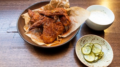 Nashville Hot Chicken with Dill Pickle and Buttermilk Ranch