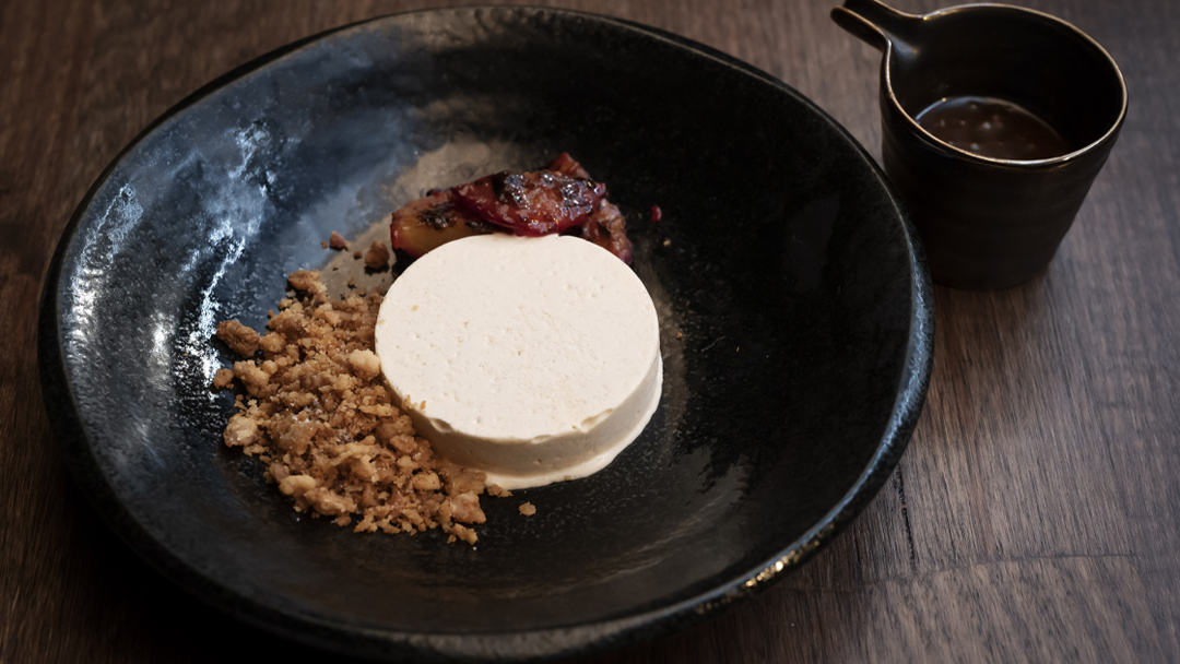 Cinnamon Parfait with Chicken Fat Caramel and Chicken Skin Crumb
