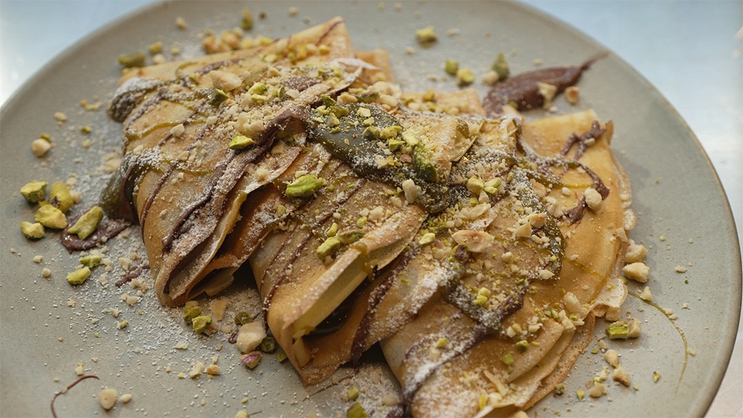 Crepes with Nutella and Pistachio