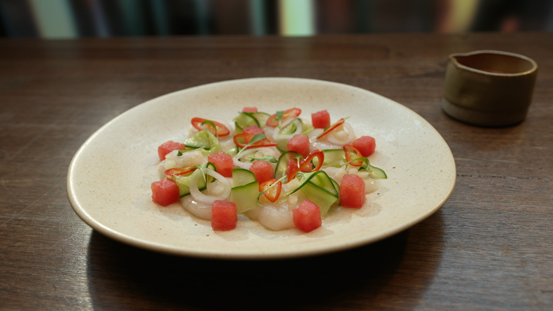 Watermelon Aguachile with Scallop, Coconut Granita - Network Ten