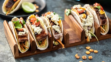 Pork Belly Double Tacos with Baja Sauce