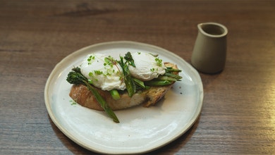 Bruschetta with Greens, Poached Eggs with Bagna Càuda