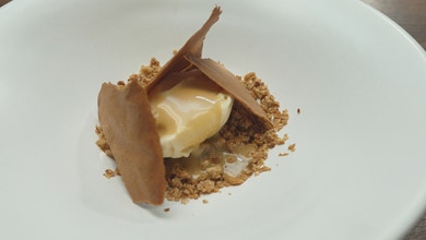 Thyme Ice Cream with Savoury Crumb & Honey Mustard Caramel