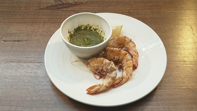 Butterflied Prawns With Chermoula Sauce